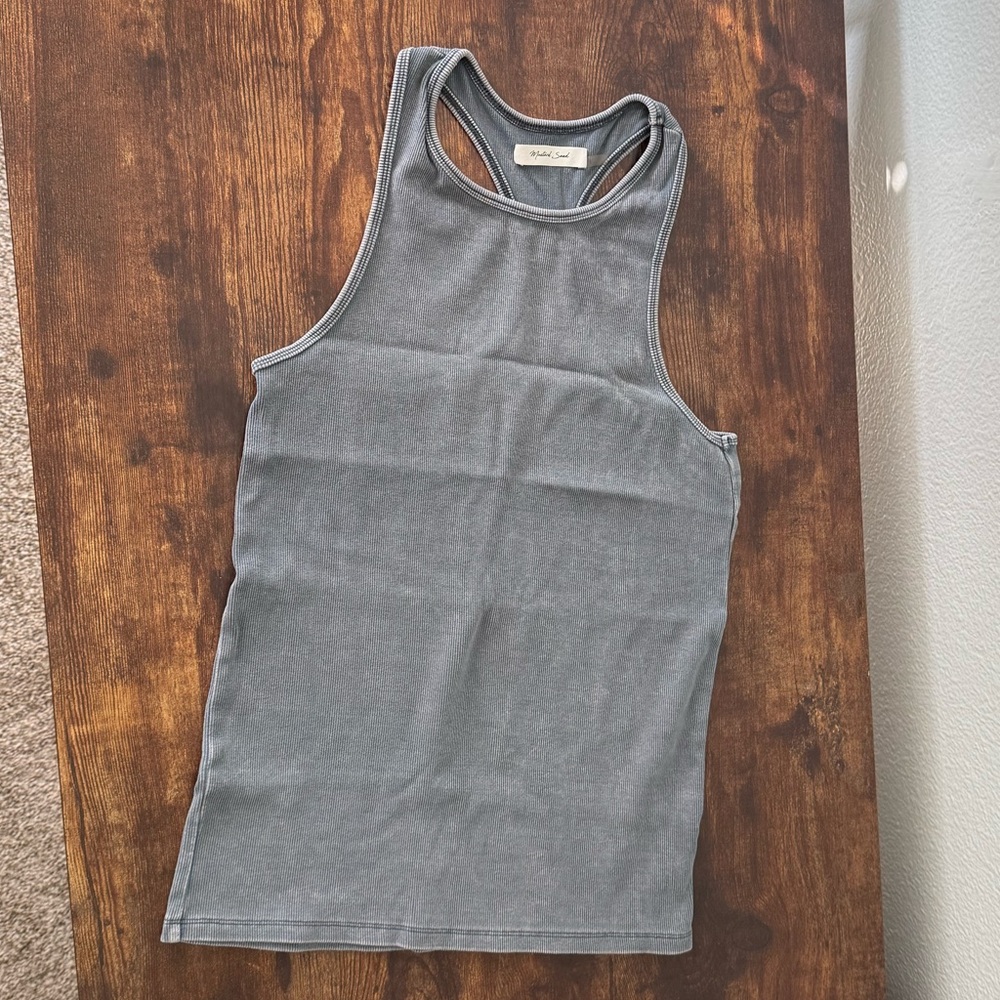 Mustard Seed Charcoal Ribbed Tank
